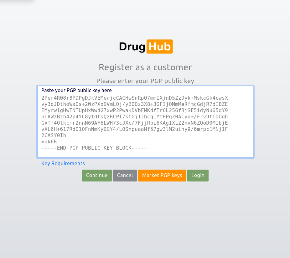 DrugHub Market security guidelines and PGP encryption for darknet privacy protection